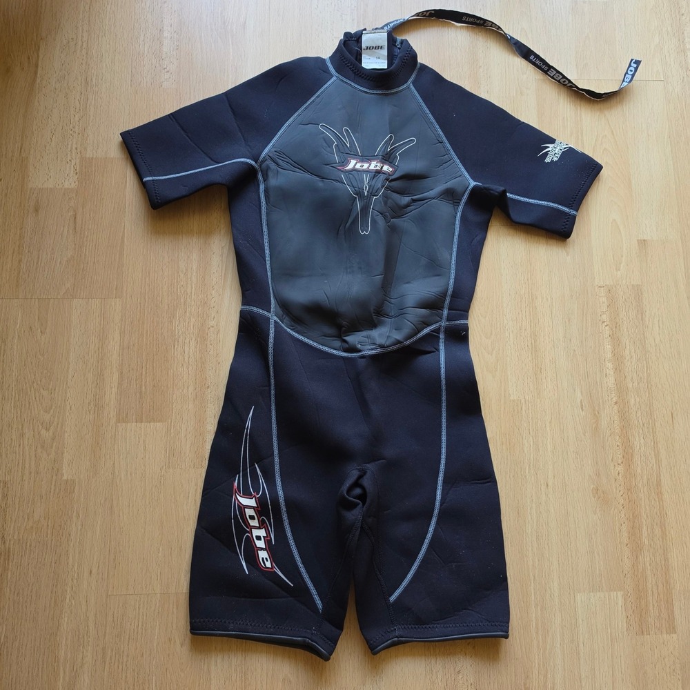 Jobe Kids Shorty Wetsuit Size 14 Black Grey Neoprene Back Zip Made in Canada